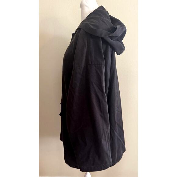 ESKANDAR Cotton/Wool Oversized Hooded Button Up Jacket Black Size 0 - Picture 2 of 5
